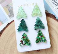 Acrylic Christmas Tree Post Stud Earrings