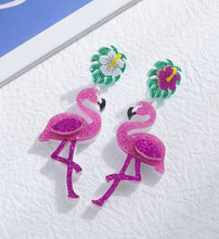 New Acrylic Glitter Flamingo Earrings