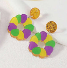 Acrylic Mardi Gras Earrings