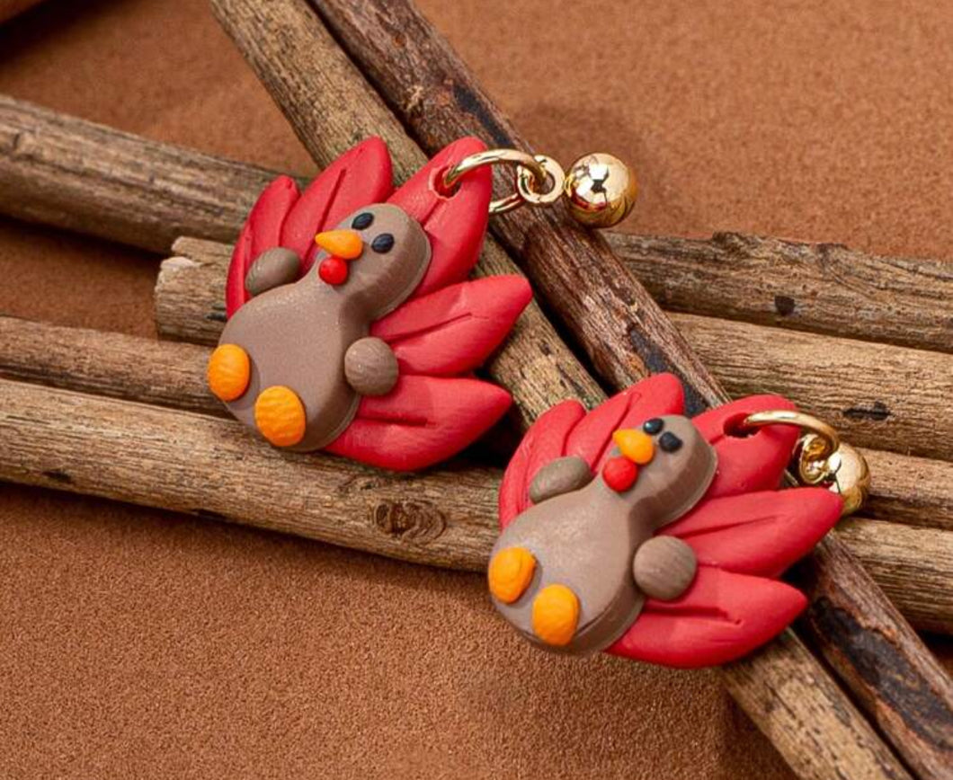 Turkey Clay Earrings Thanksgiving