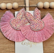 Pink Easter Bunny Fringe Earrings