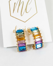 Rainbow Jewel Crystal Hoops