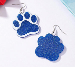 Glitter Paw Print Earrings