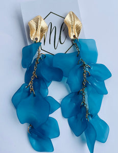 Translucent Long Acrylic Petal Earrings with Gold Leaf Post