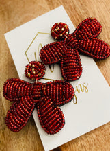 Beaded Bow Christmas Earrings