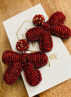Beaded Bow Christmas Earrings