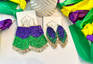 Glitter Mardi Gras Statement Earrings