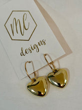 Cushion Heart Drop Hoop Earrings