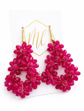Large Flower Beaded Teardrop Earrings