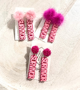 Acrylic Breast Cancer Survivor Earrings