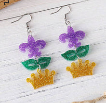 Mardi Gras Acrylic Earrings