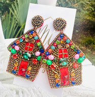 Gingerbread House Christmas Earrings