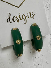 Small Solid Color Think Gold Accented Hoop Earrings