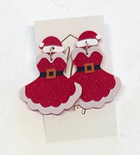 Mrs Clause Dress Christmas Earrings