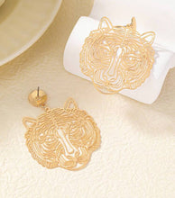 Tiger Earrings Gold and Silver Metal Filigree