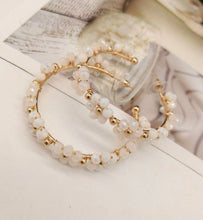 Flower Beaded Hoop Earrings
