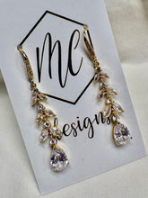 Rhinestone Jeweled Fancy Leaf Drop Earrings