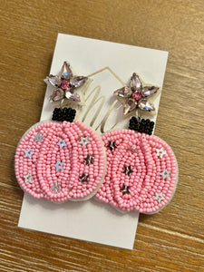 Fall Pumpkin Beaded Earrings Halloween