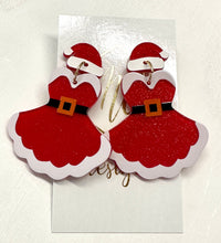 Mrs Clause Dress Christmas Earrings