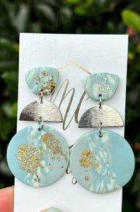 Baby Blue and Silver Clay Earrings