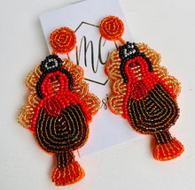 Beaded Turkey Thanksgiving Earrings