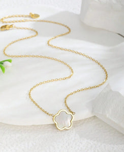 Shell Gold Flower Charm Necklace