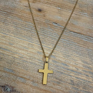 Gold Block Cross Necklace