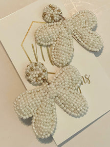 Beaded Bow Christmas Earrings