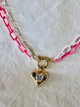 Double Enamel Chain Heart Necklaces