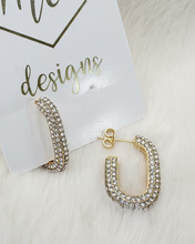 Oval Rhinestone Gold Hoop