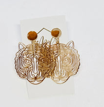 Tiger Earrings Gold and Silver Metal Filigree