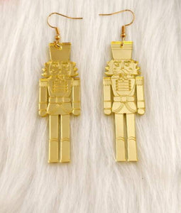 Gold Mirror Nutcracker Earrings