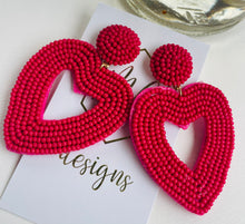 Open Heart Beaded Earrings Valentine's Day