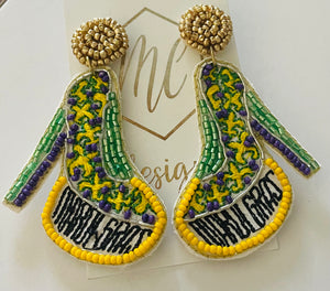 Beaded Mardi Gras Statement Earrings
