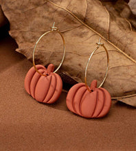 Clay Pumpkin Hoop Earrings