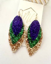 Glitter Mardi Gras Statement Earrings