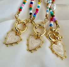 Heart Pearl Chunky Charm Chain Necklace
