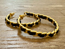 Gold and Black Braided Hoops