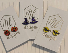 HALLOWEEN LEATHER GLITTER STUD EARRINGS