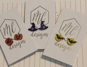 HALLOWEEN LEATHER GLITTER STUD EARRINGS