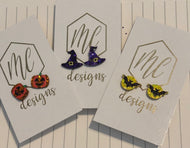 HALLOWEEN LEATHER GLITTER STUD EARRINGS