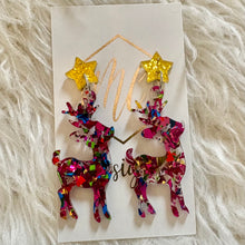 Confetti Reindeer Christmas Earrings