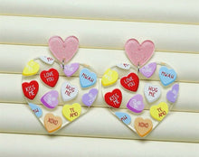 Acrylic Valentine Conversation Candy Heart Earring