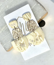 White and Gold Flake Clay Earrings