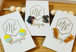 Glitter Bunny Studs