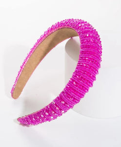 Pink Rhinestone and Beaded Headband