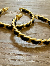 Gold and Black Braided Hoops