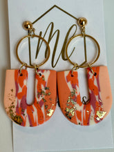 Marbled U-shaped Gold Flake Clay Earrings