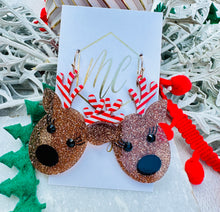 Fun Glitter Christmas Rudolph Reindeer Earrings