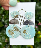 Baby Blue and Silver Clay Earrings